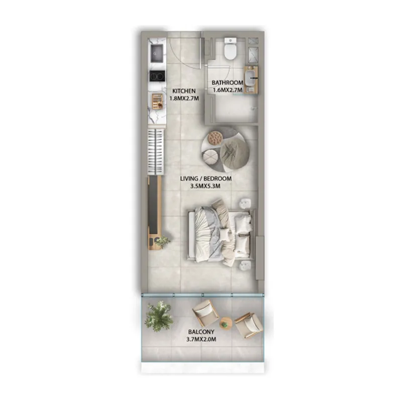 0 BR layout at Antalya