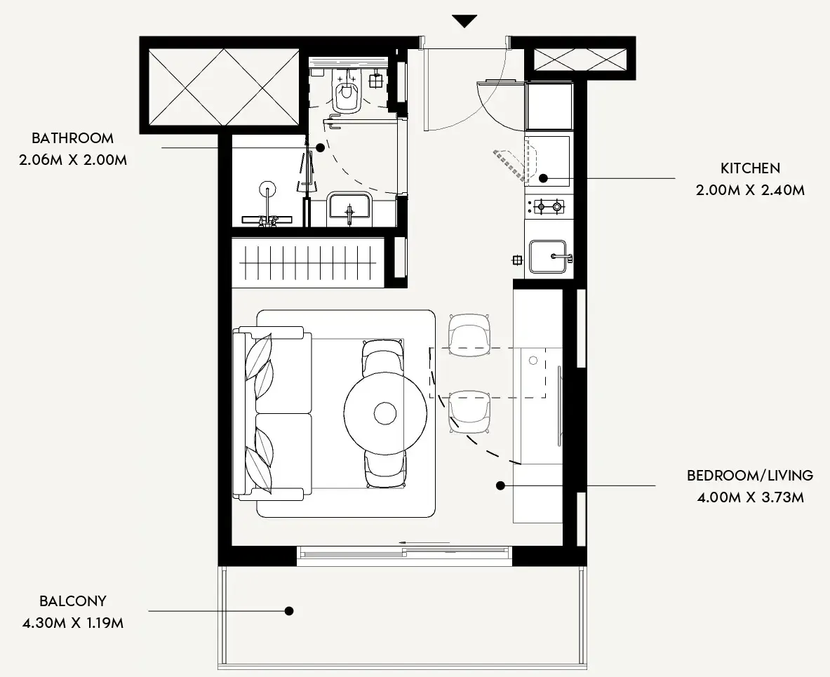 0 BR layout at Azizi David