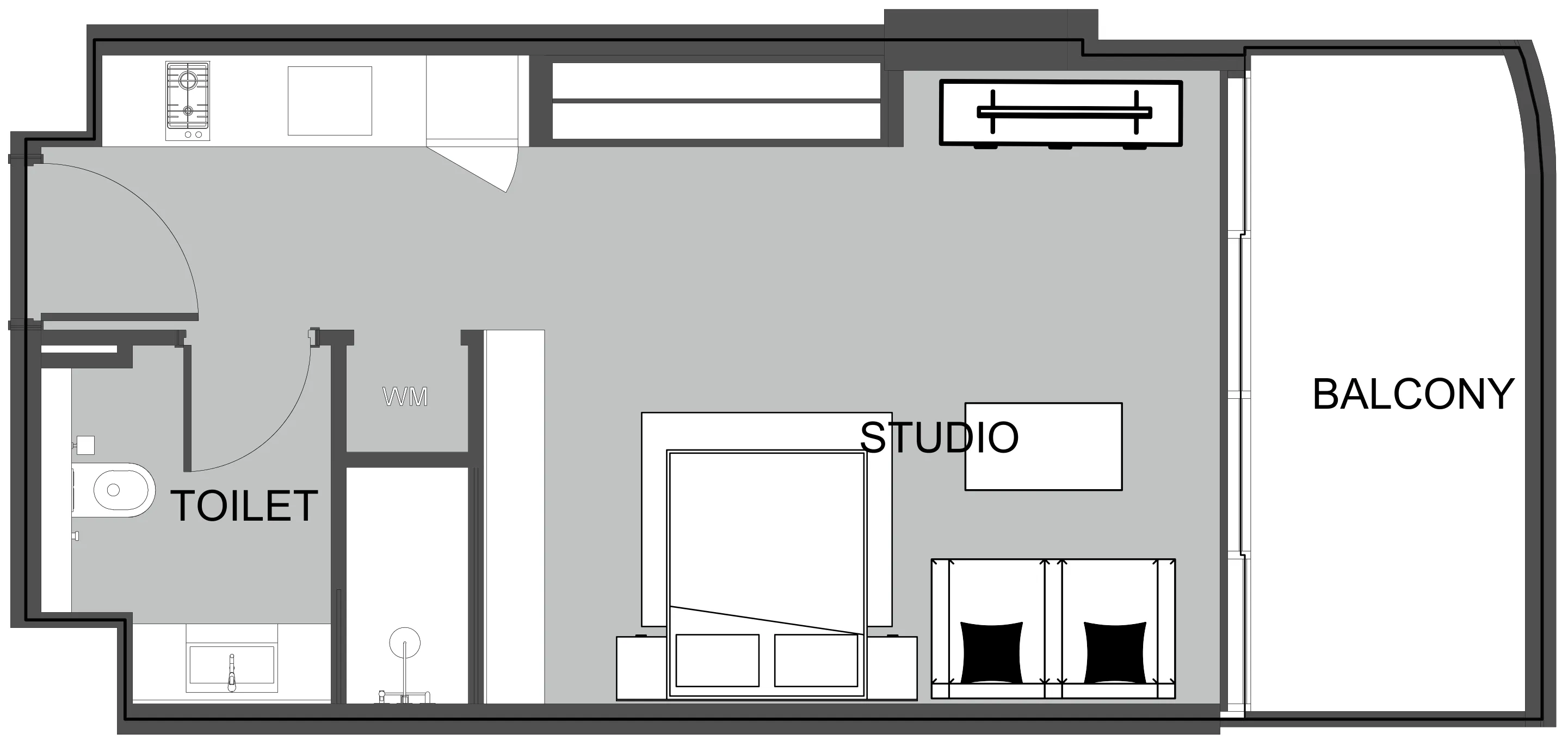 0 BR layout at The Boulevard