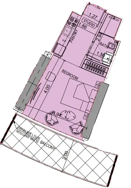 0 BR layout at Binghatti Flare