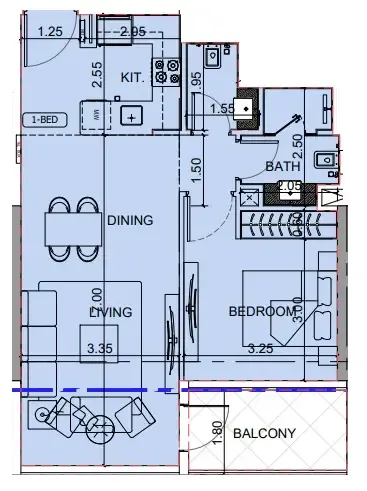 1 BR layout at Binghatti Cullinan