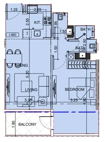 1 BR layout at Binghatti Cullinan