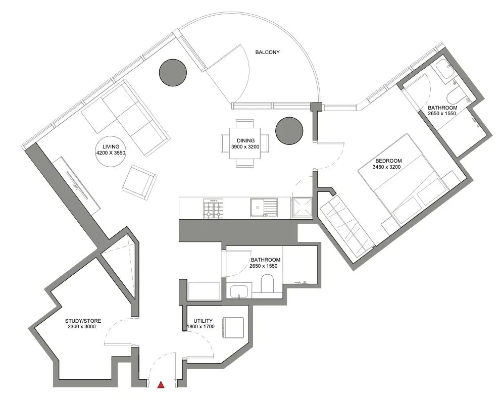 1 BR layout at Sobha Orbis