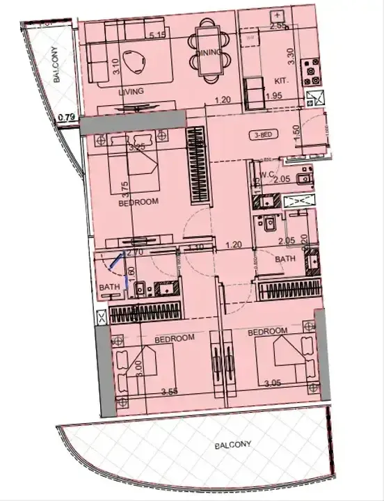 3 BR layout at Maybach Ultimate Luxury