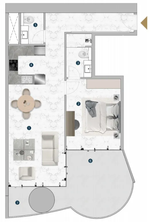 1 BR layout at Franck Muller Vanguard