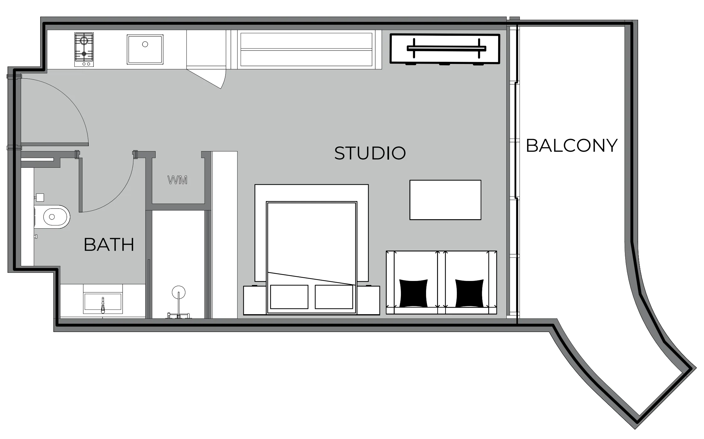 0 BR layout at The Boulevard