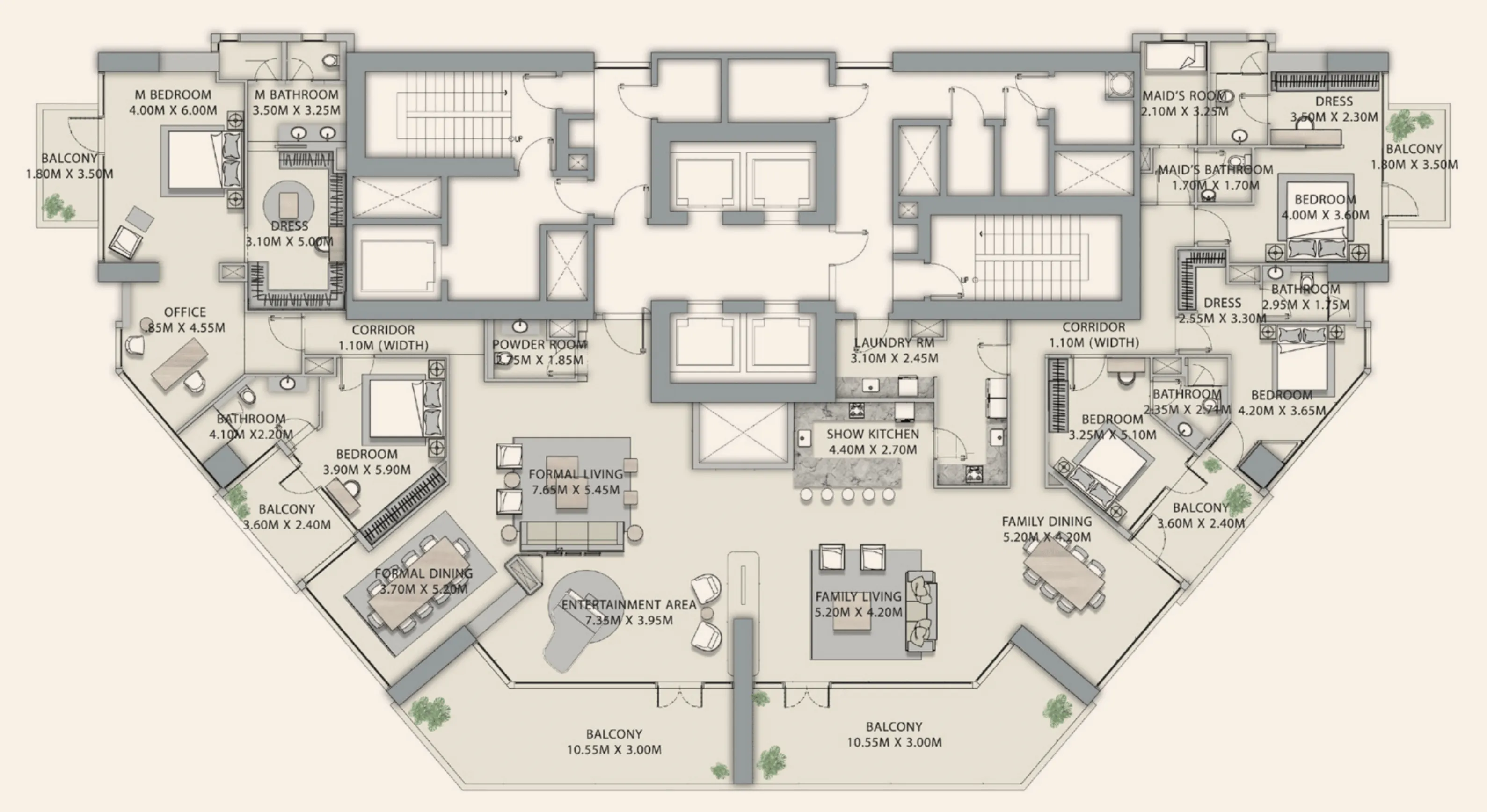 5 BR layout at Velor Penthouses