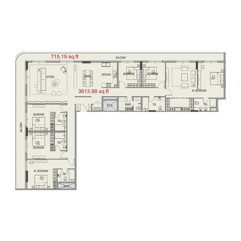 4 BR layout at Forest City