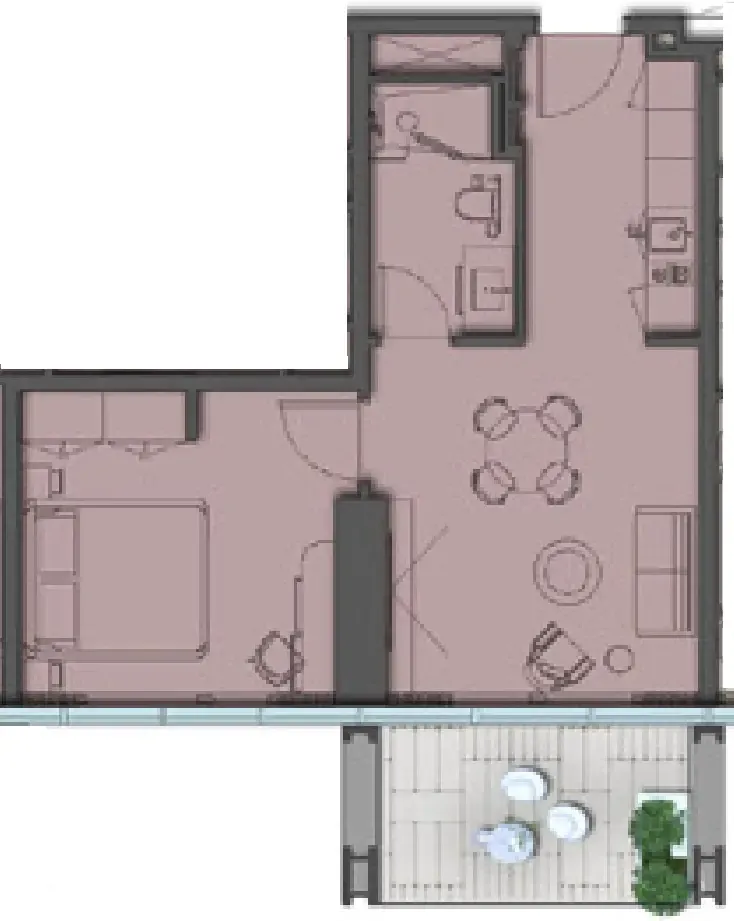 1 BR layout at The Symphony by Imtiaz