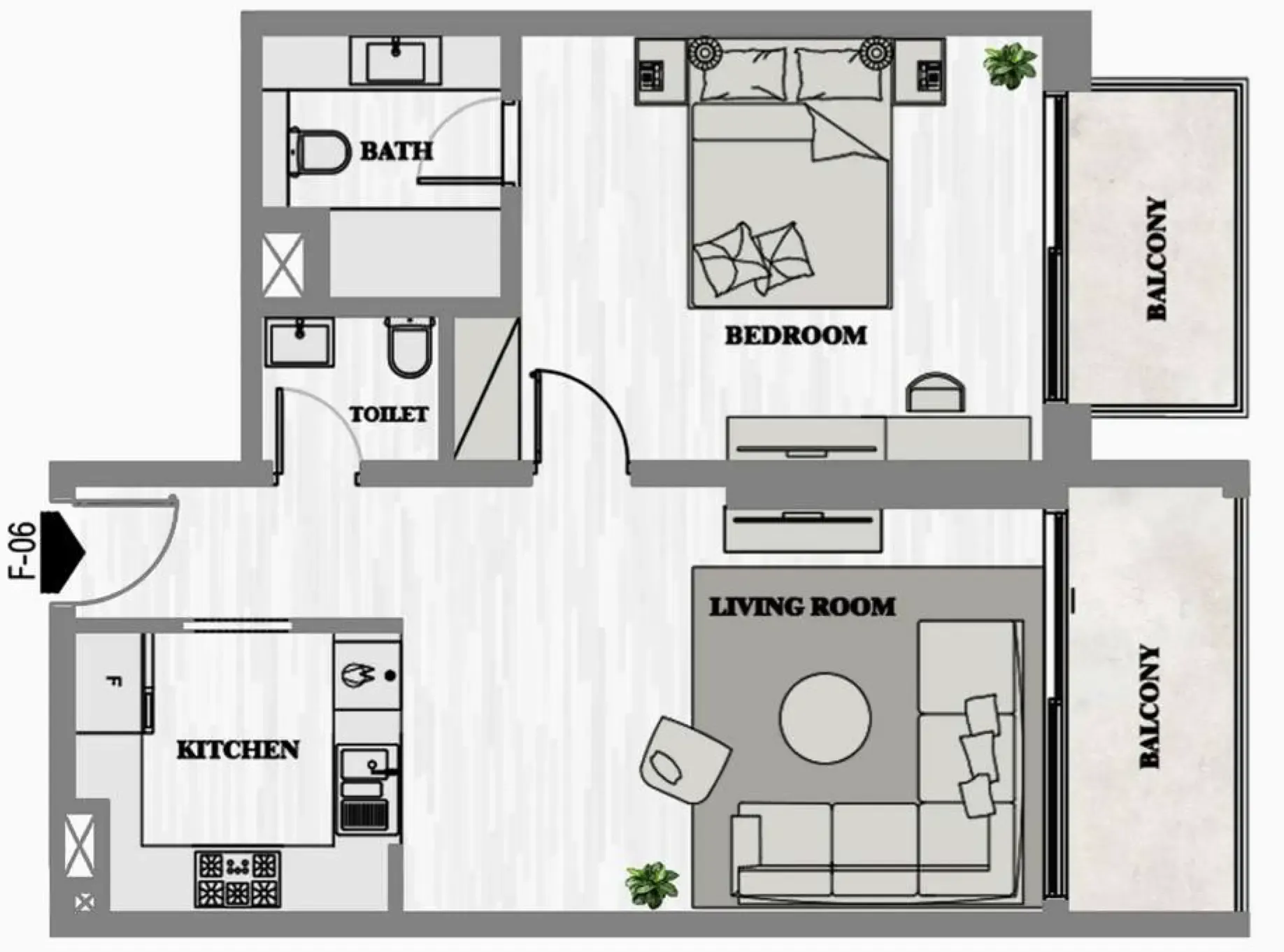 1 BR layout at Greygate Residences by ADE