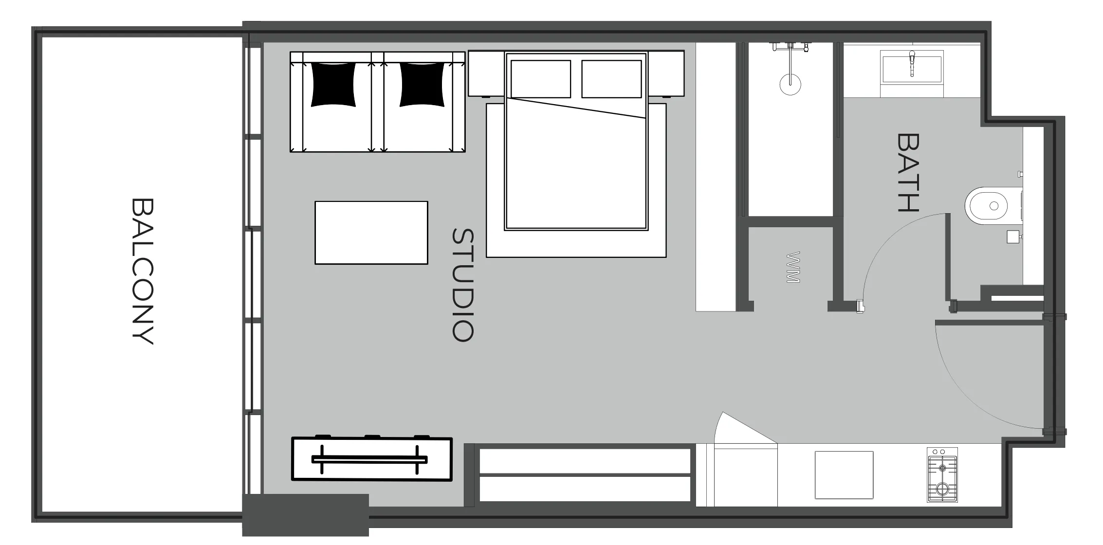 0 BR layout at The Boulevard