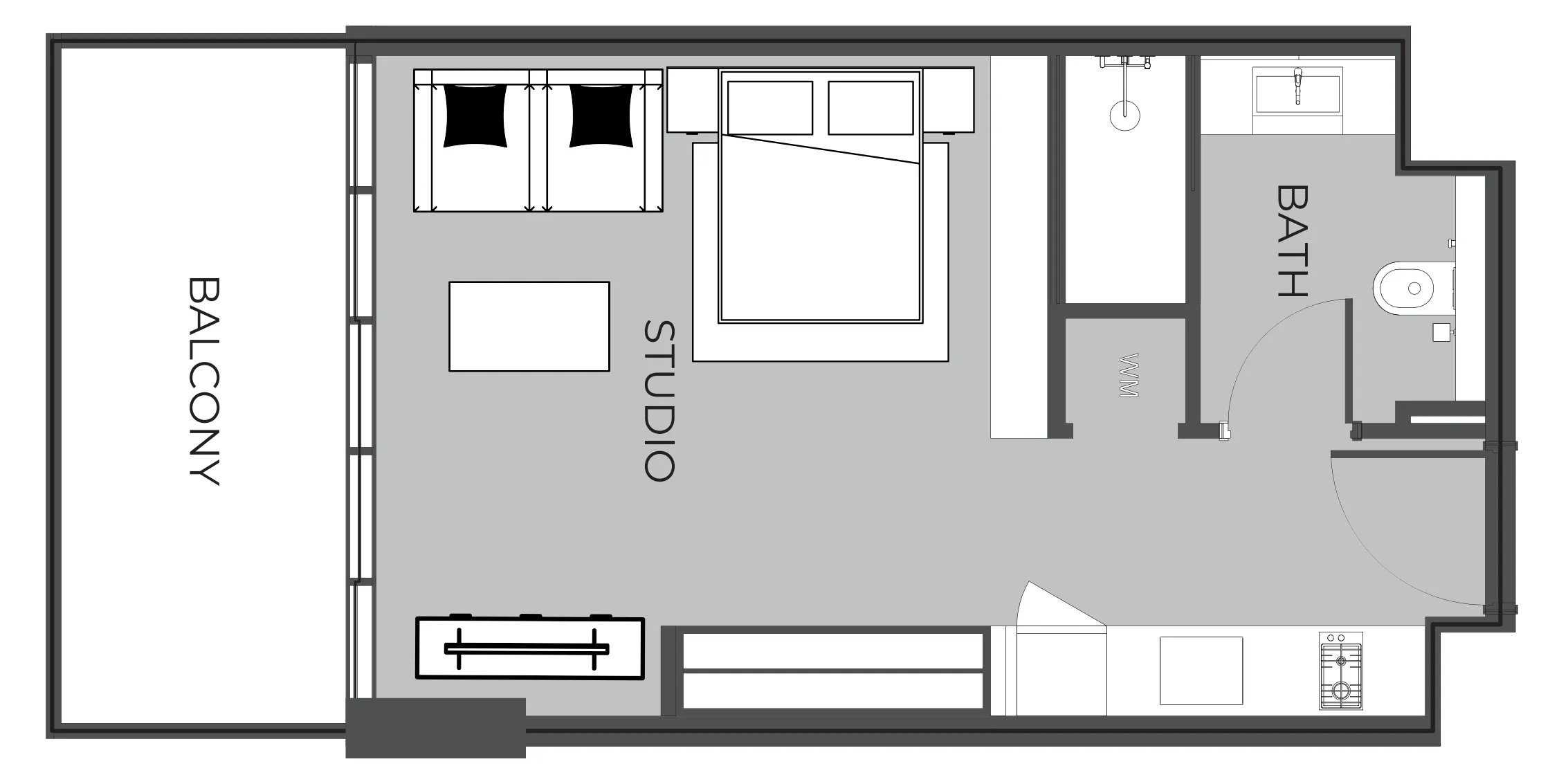 0 BR layout at The Boulevard