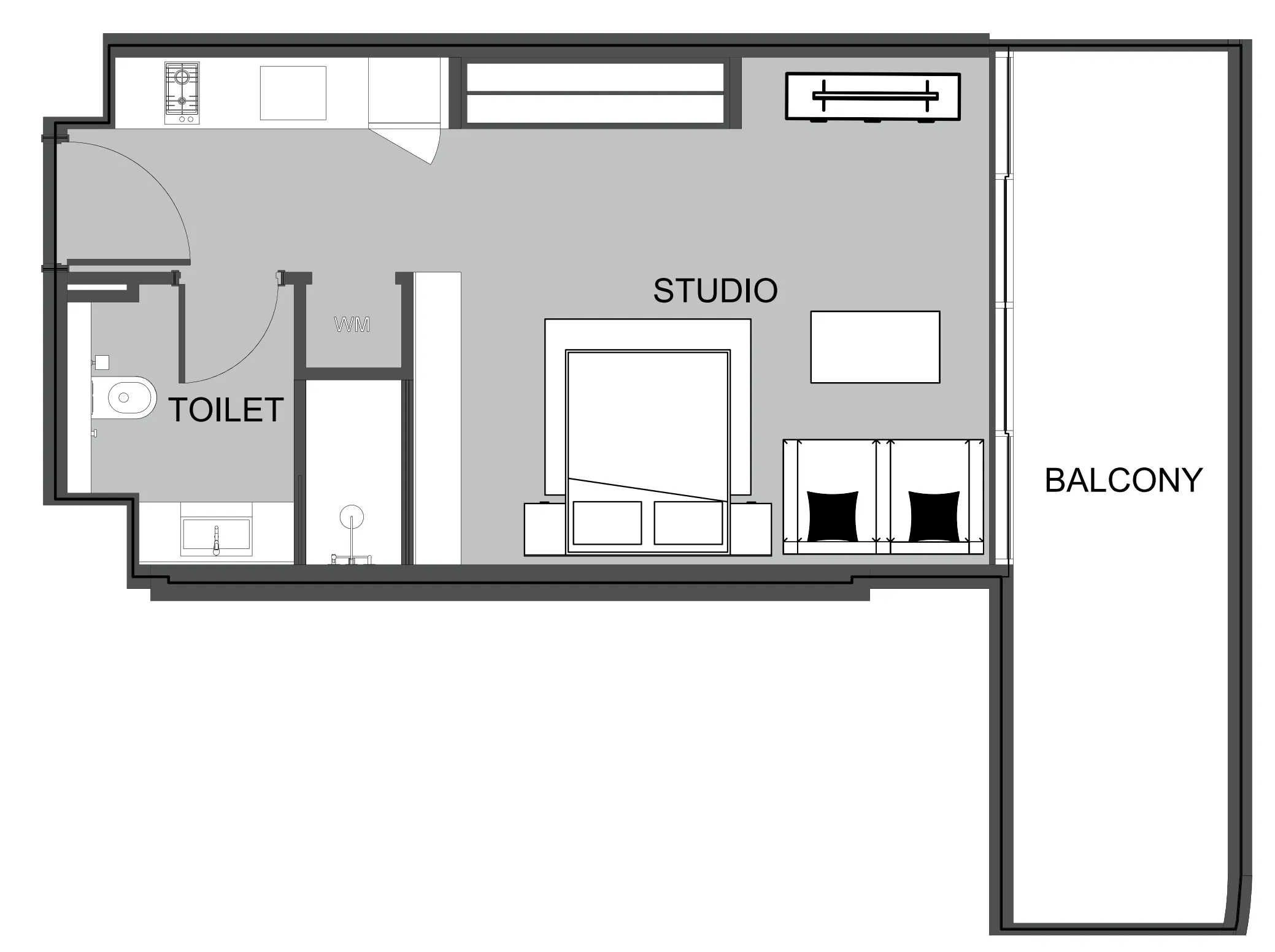 0 BR layout at The Boulevard