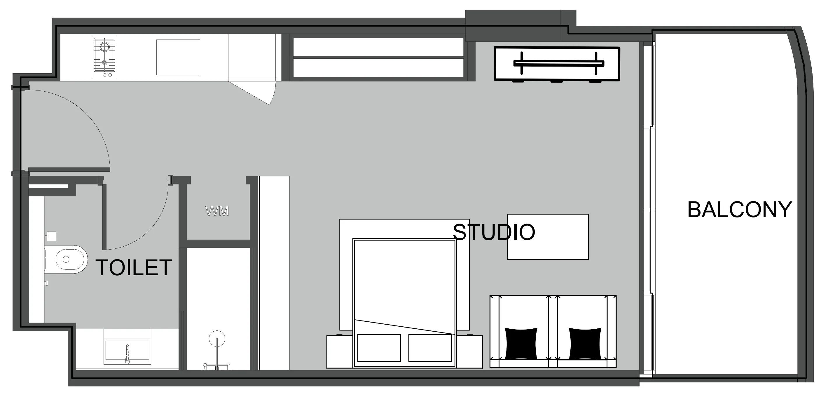 0 BR layout at The Boulevard