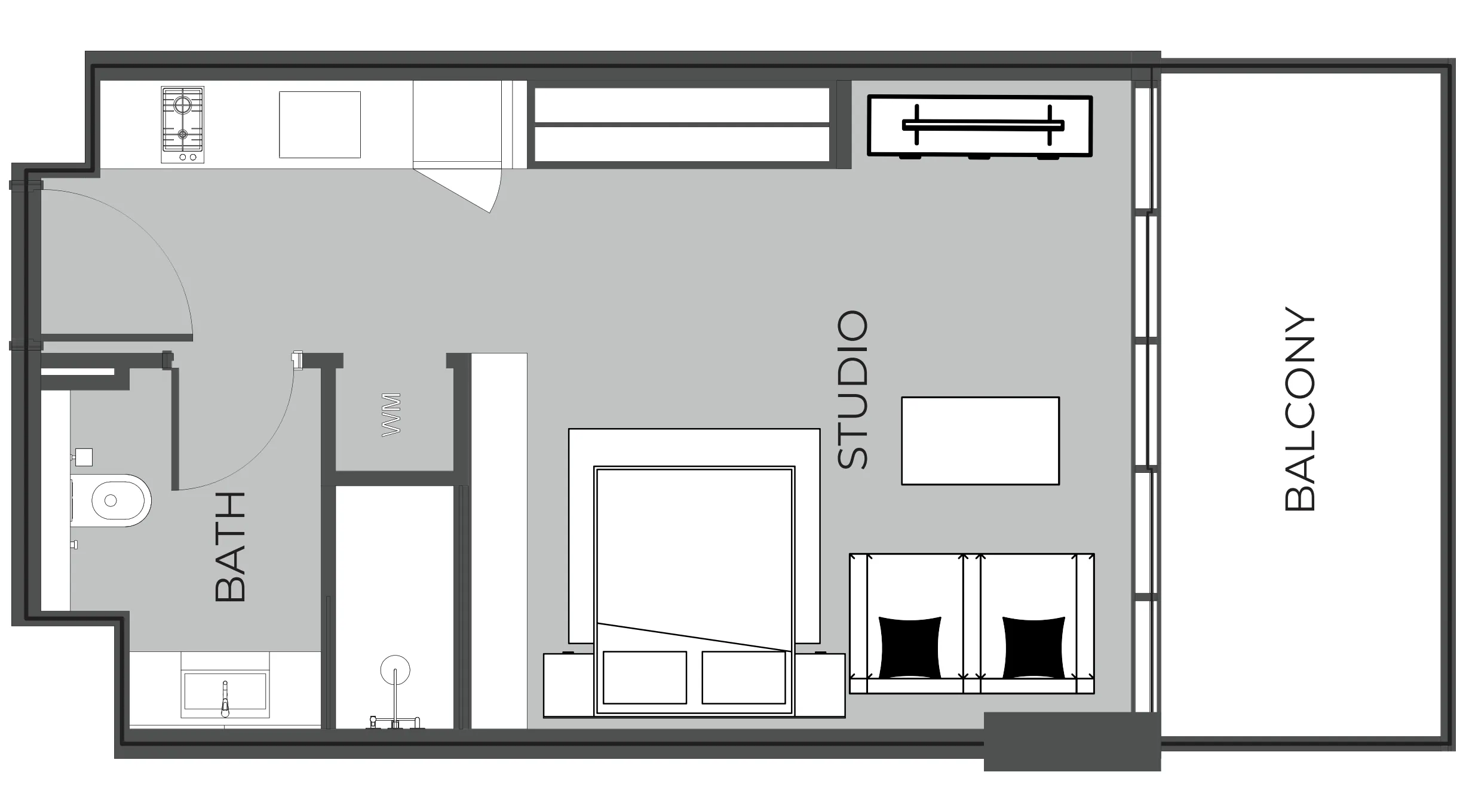 0 BR layout at The Boulevard