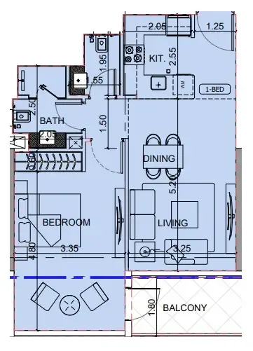 1 BR layout at Binghatti Cullinan