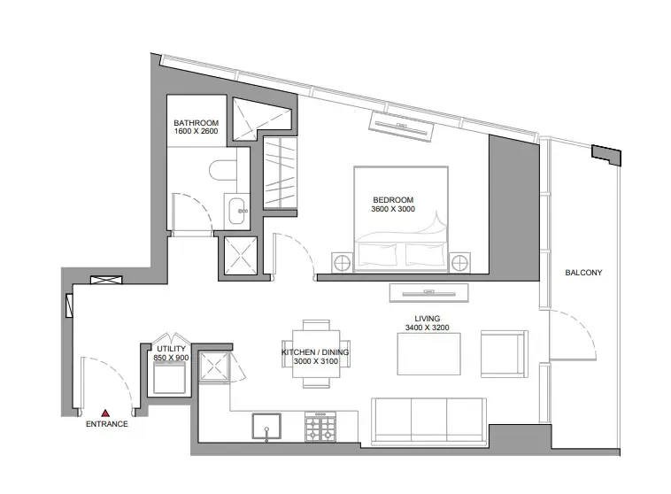 1 BR layout at The Serene at Sobha Central