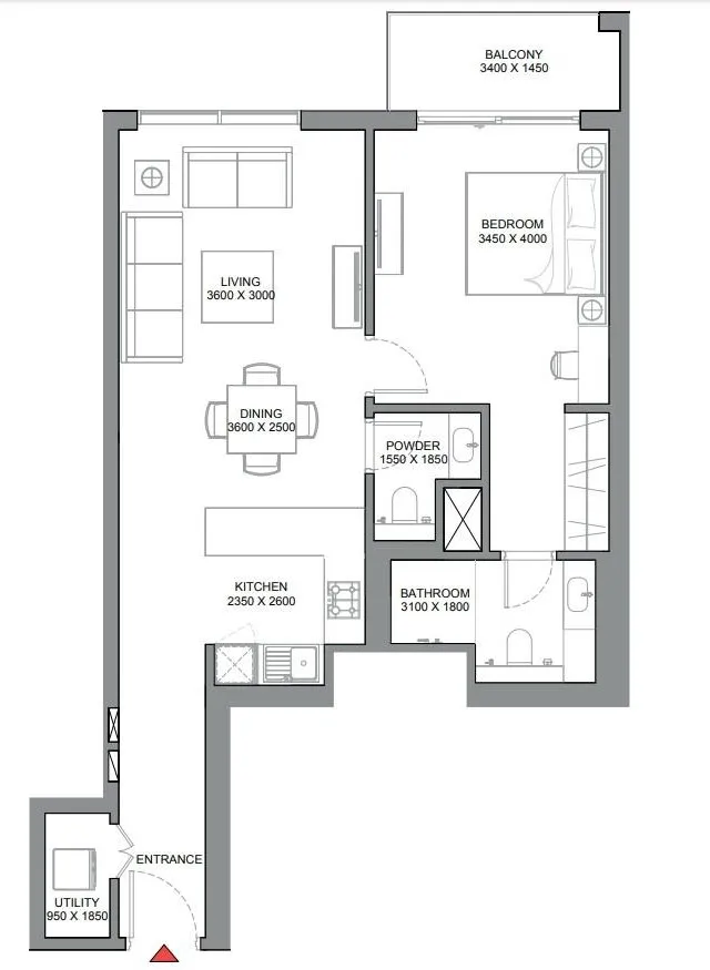 1 BR layout at 330 Riverside Crescent