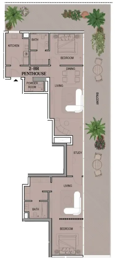 2 BR layout at Tresora by Wadan