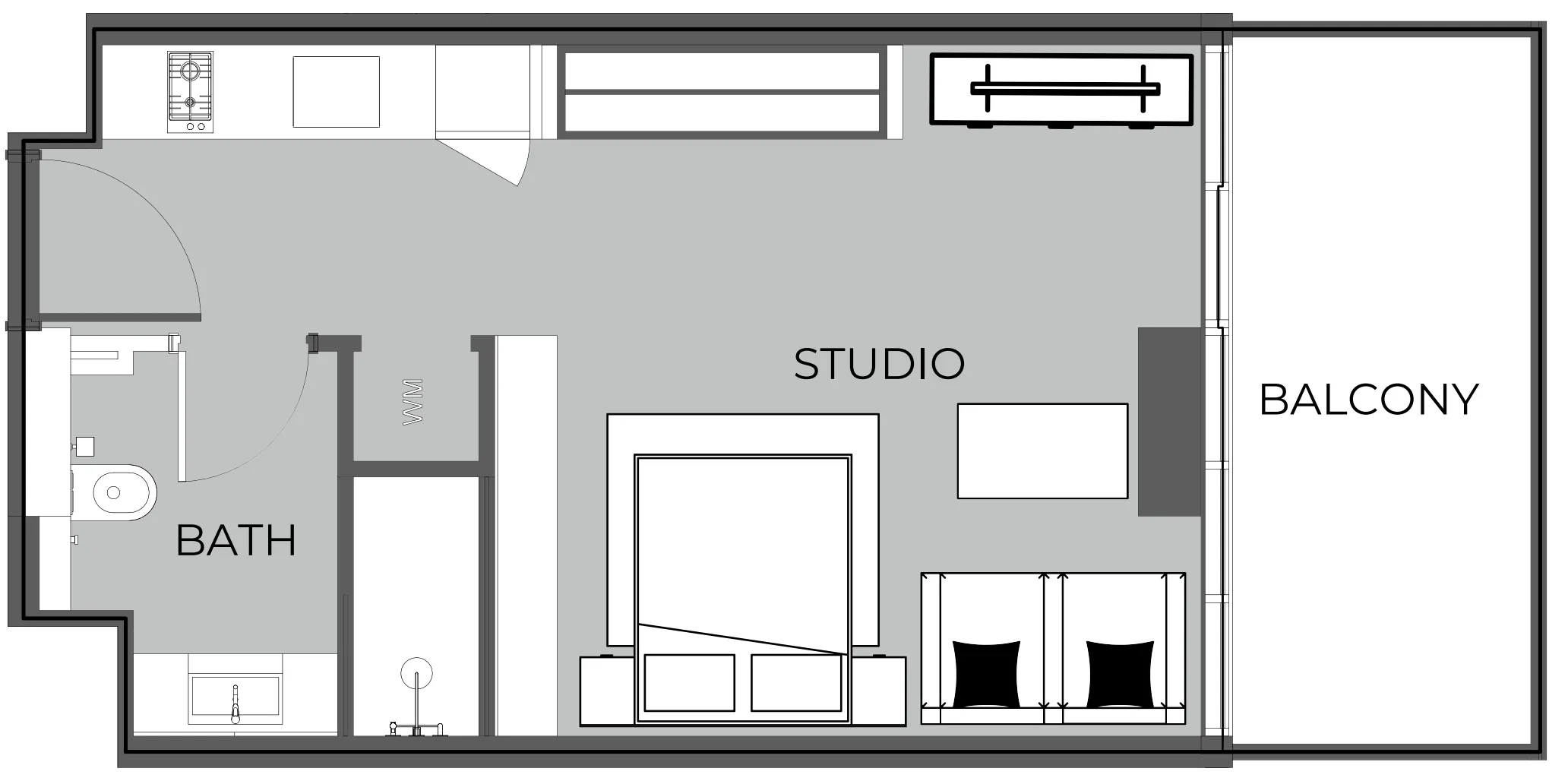 0 BR layout at The Boulevard