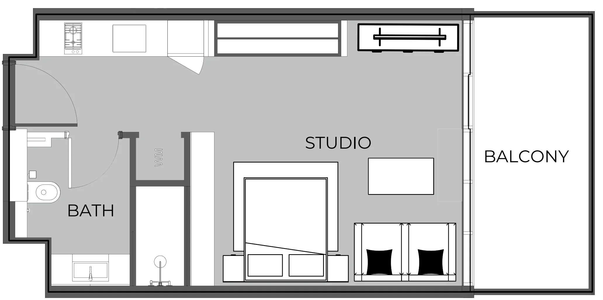 0 BR layout at The Boulevard