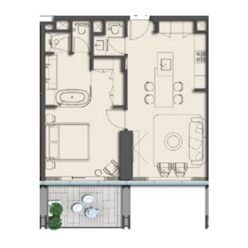 1 BR layout at The Symphony by Imtiaz