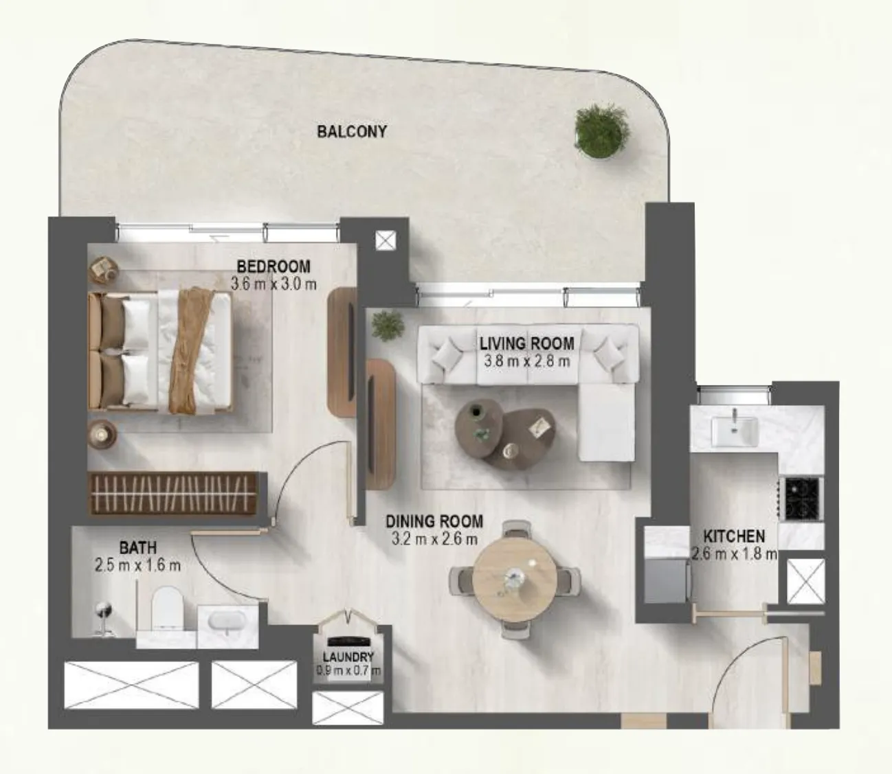 1 BR layout at Sanctuary