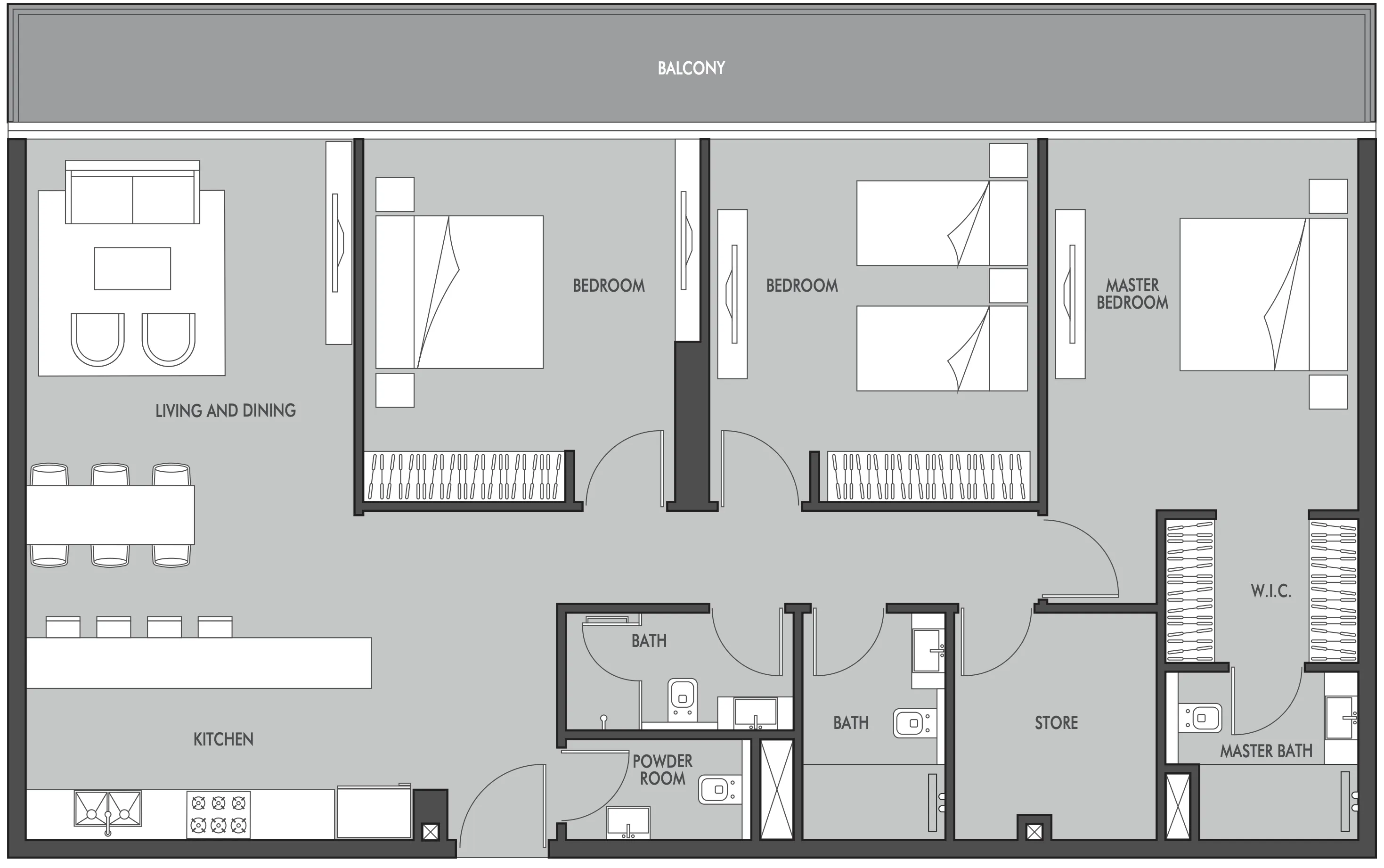 3 BR layout at Golf Place
