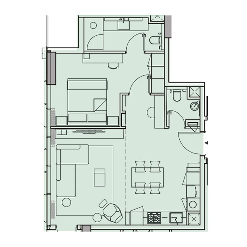 1 BR layout at Wynwood Horizon