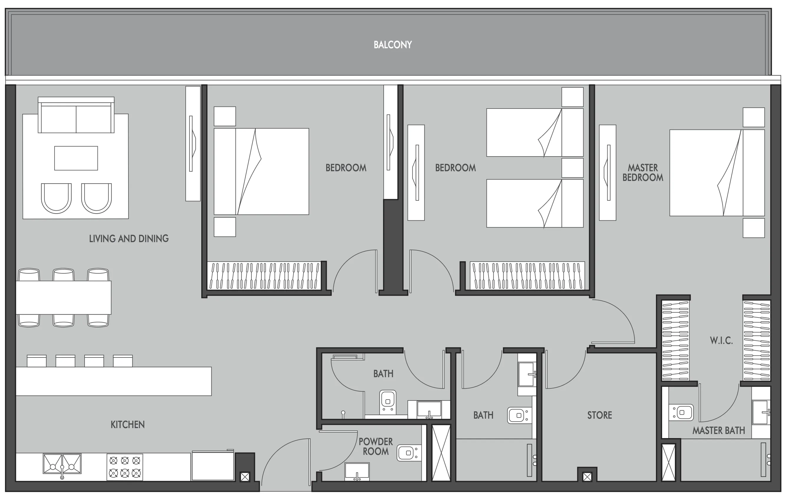 3 BR layout at Golf Place