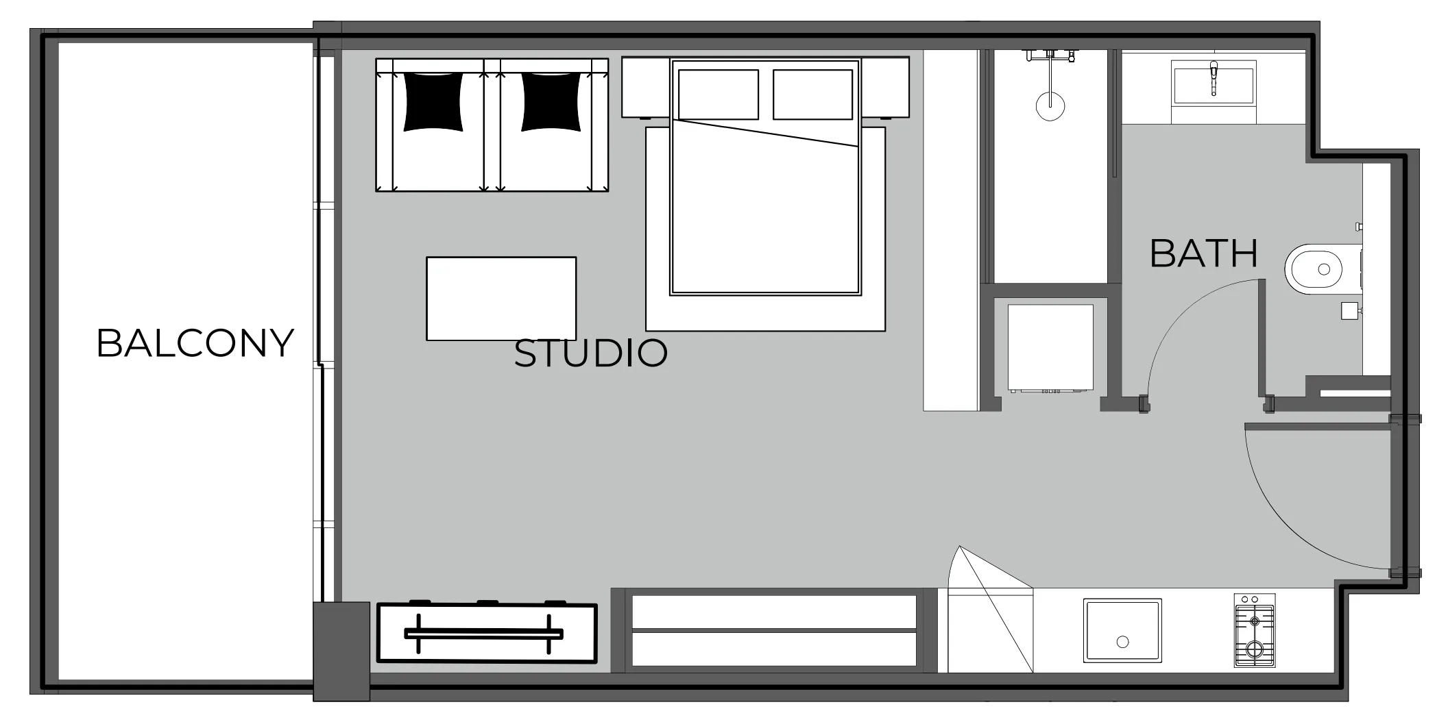 0 BR layout at The Boulevard
