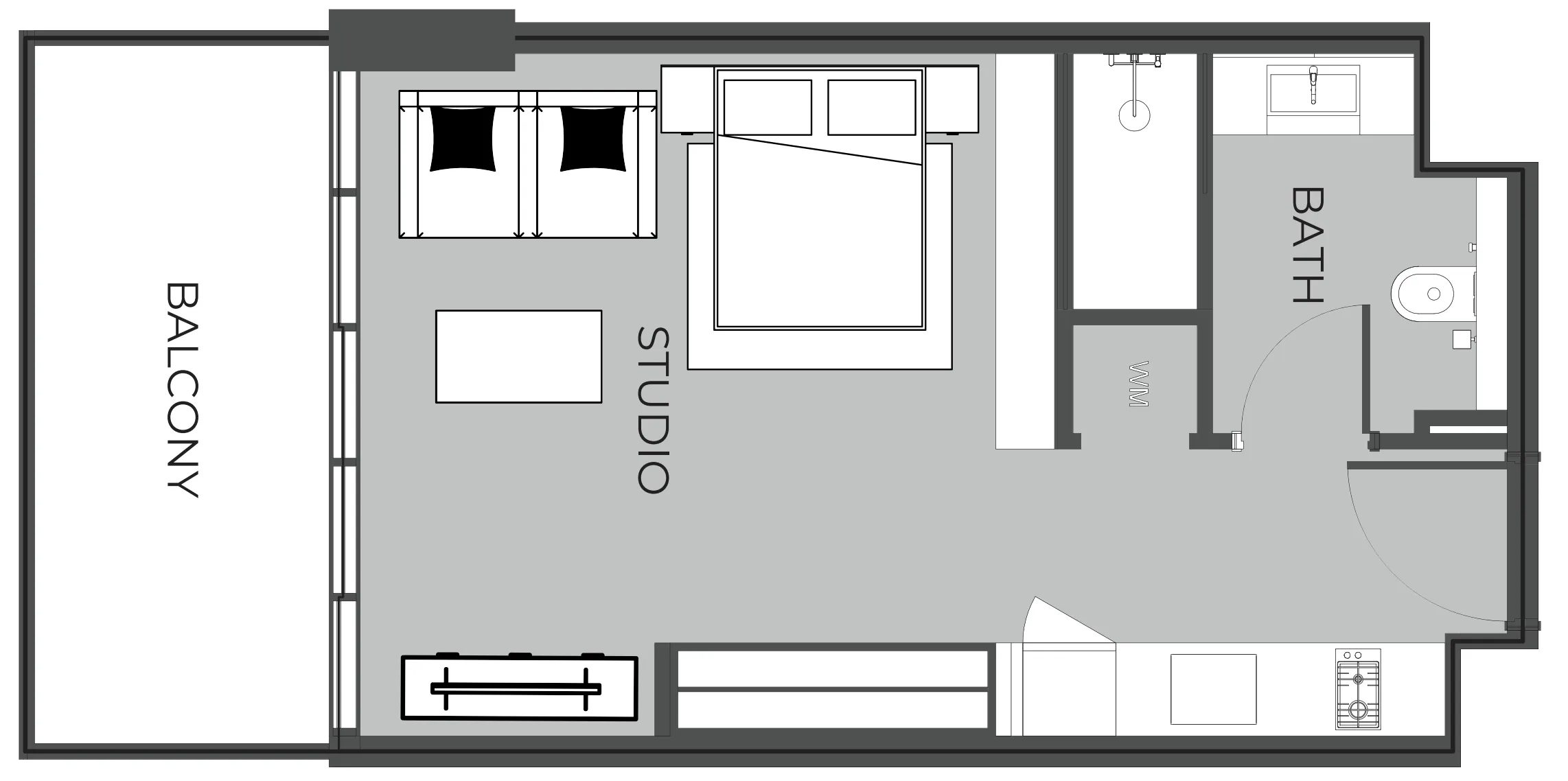 0 BR layout at The Boulevard
