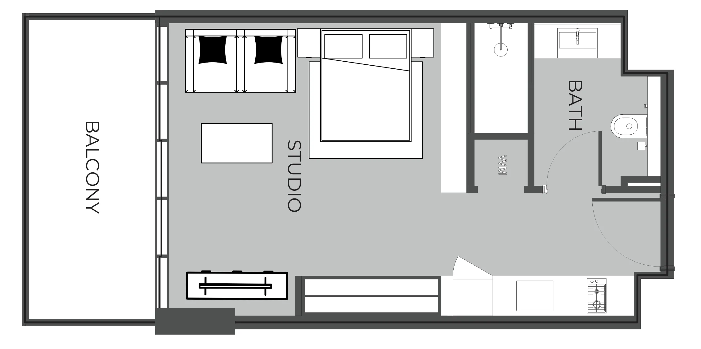 0 BR layout at The Boulevard