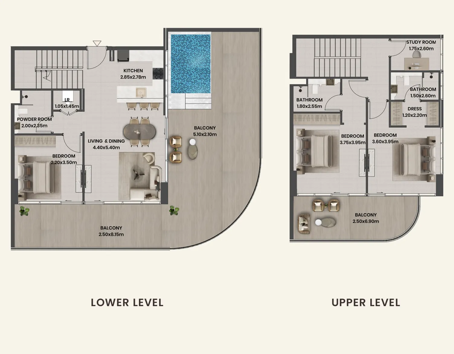 3 BR layout at Divine Al Barari