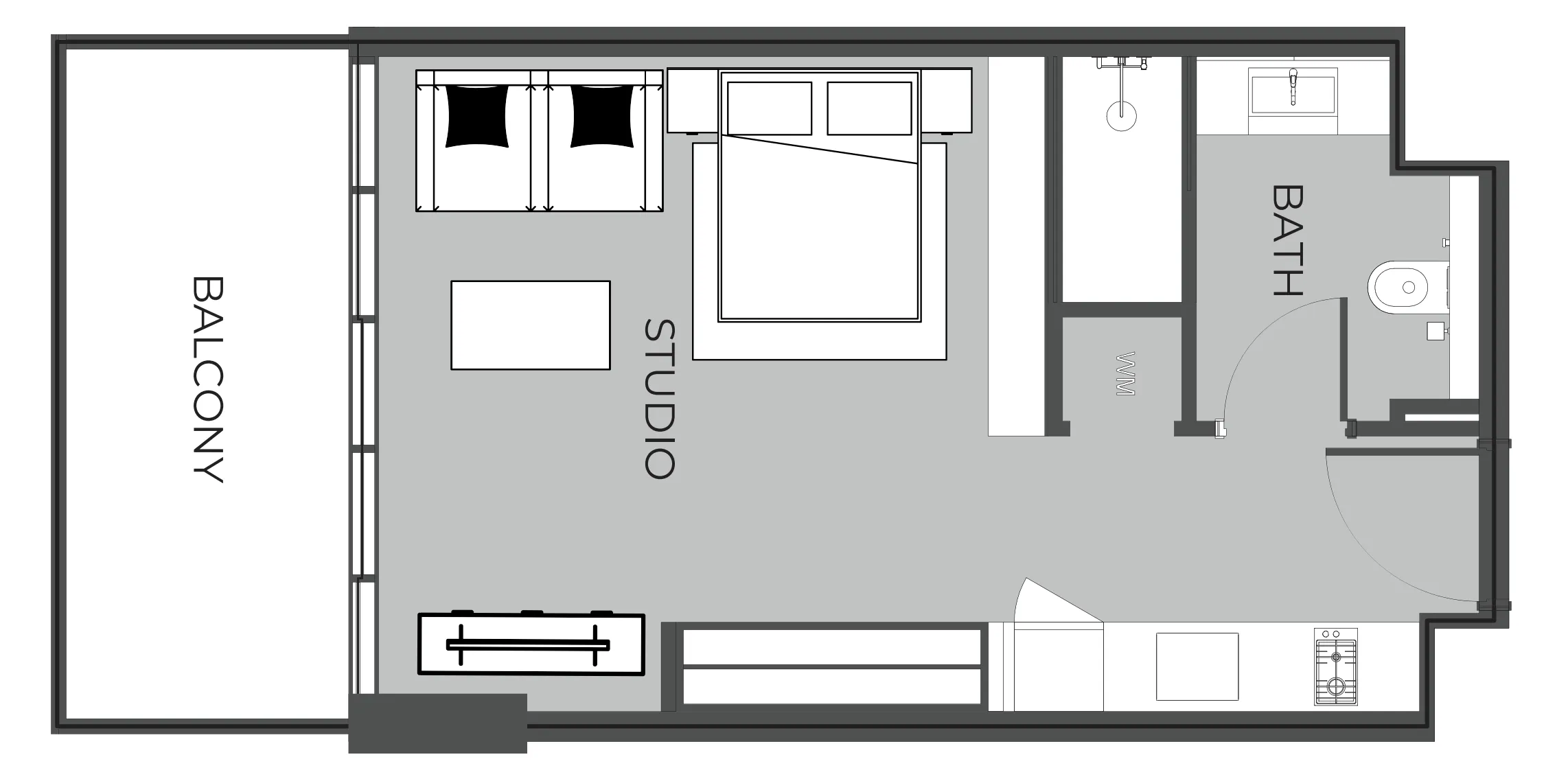 0 BR layout at The Boulevard