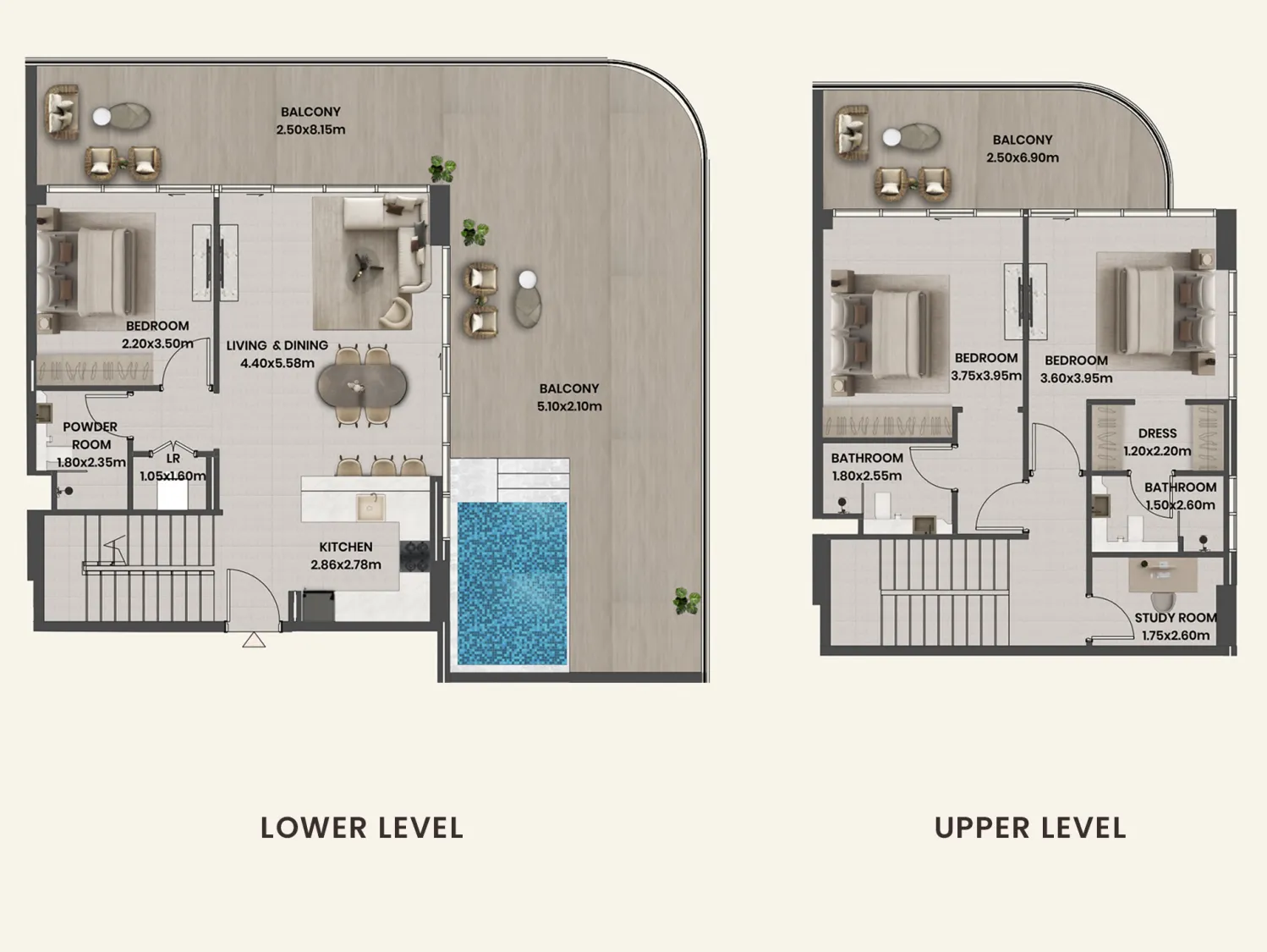 3 BR layout at Divine Al Barari