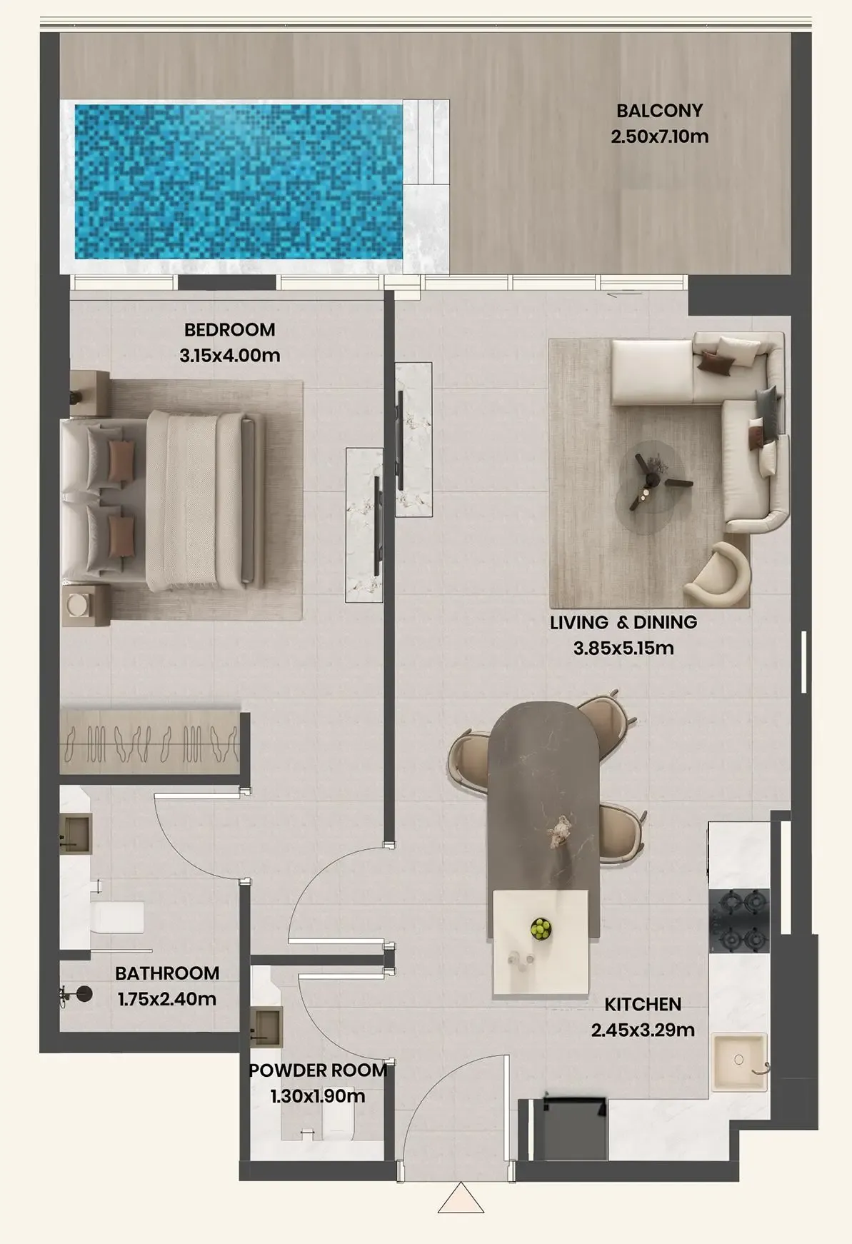 1 BR layout at Divine Al Barari