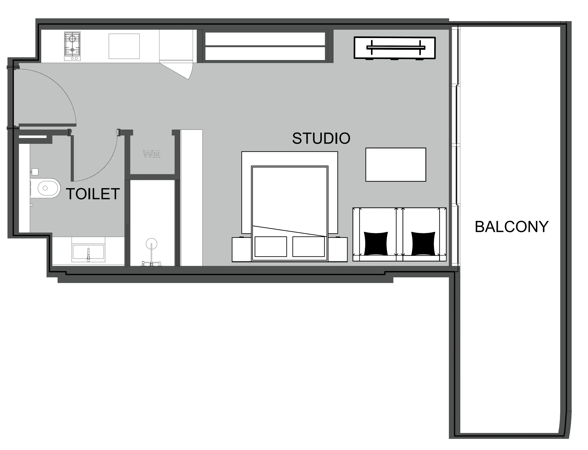 0 BR layout at The Boulevard