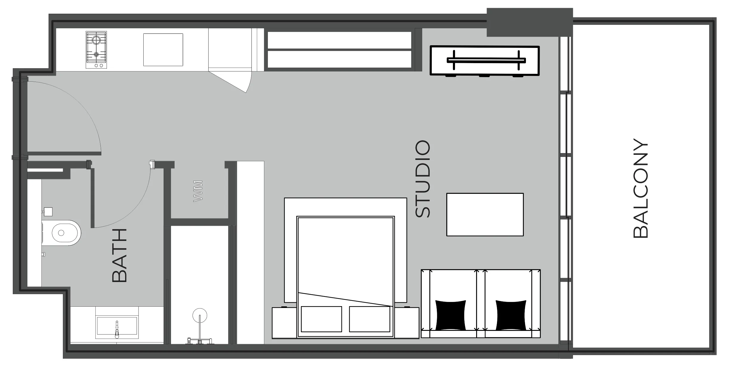 0 BR layout at The Boulevard