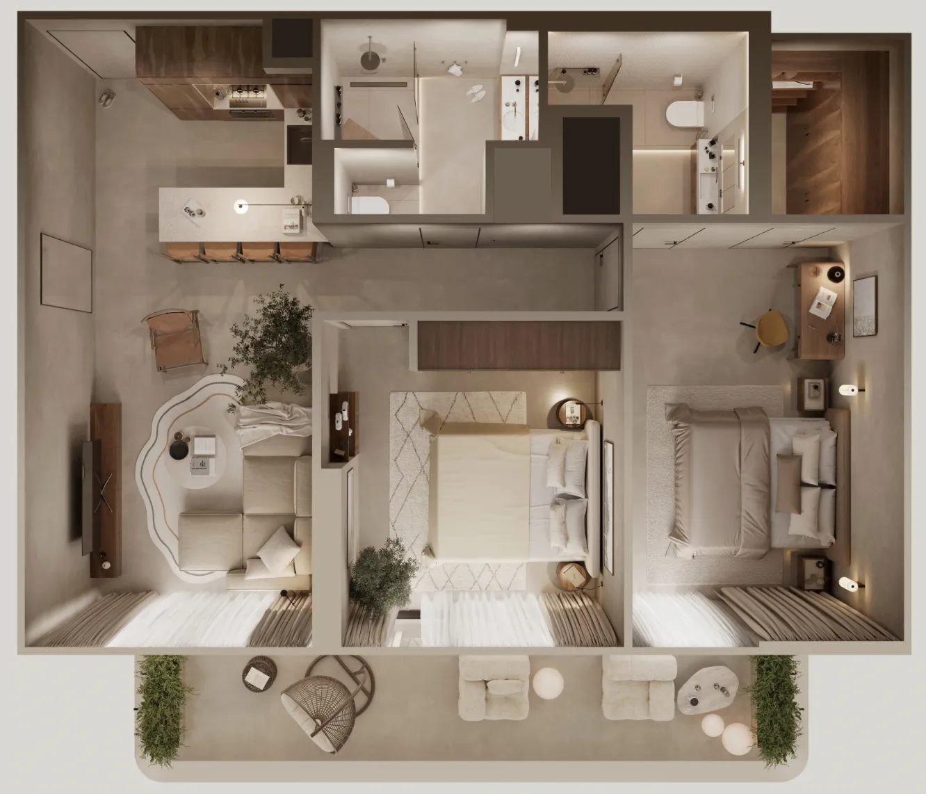 2 BR layout at Oak Yard