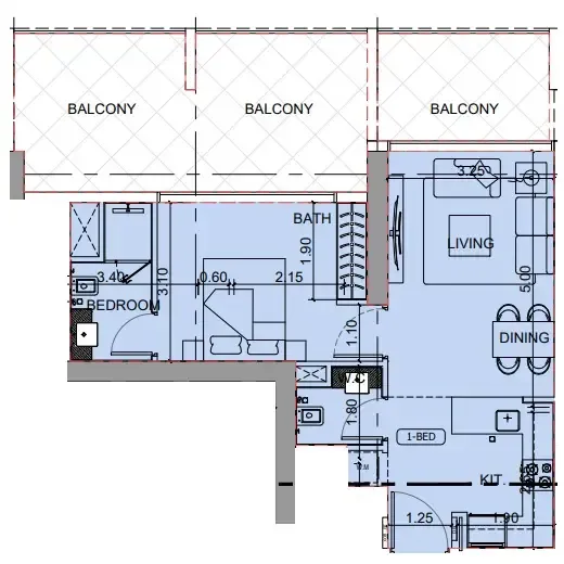 1 BR layout at Binghatti Cullinan