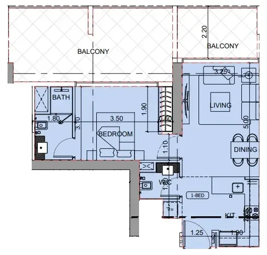 1 BR layout at Binghatti Cullinan