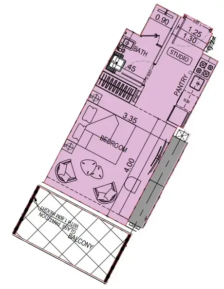 0 BR layout at Binghatti Flare