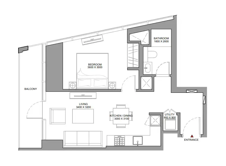 1 BR layout at The Serene at Sobha Central