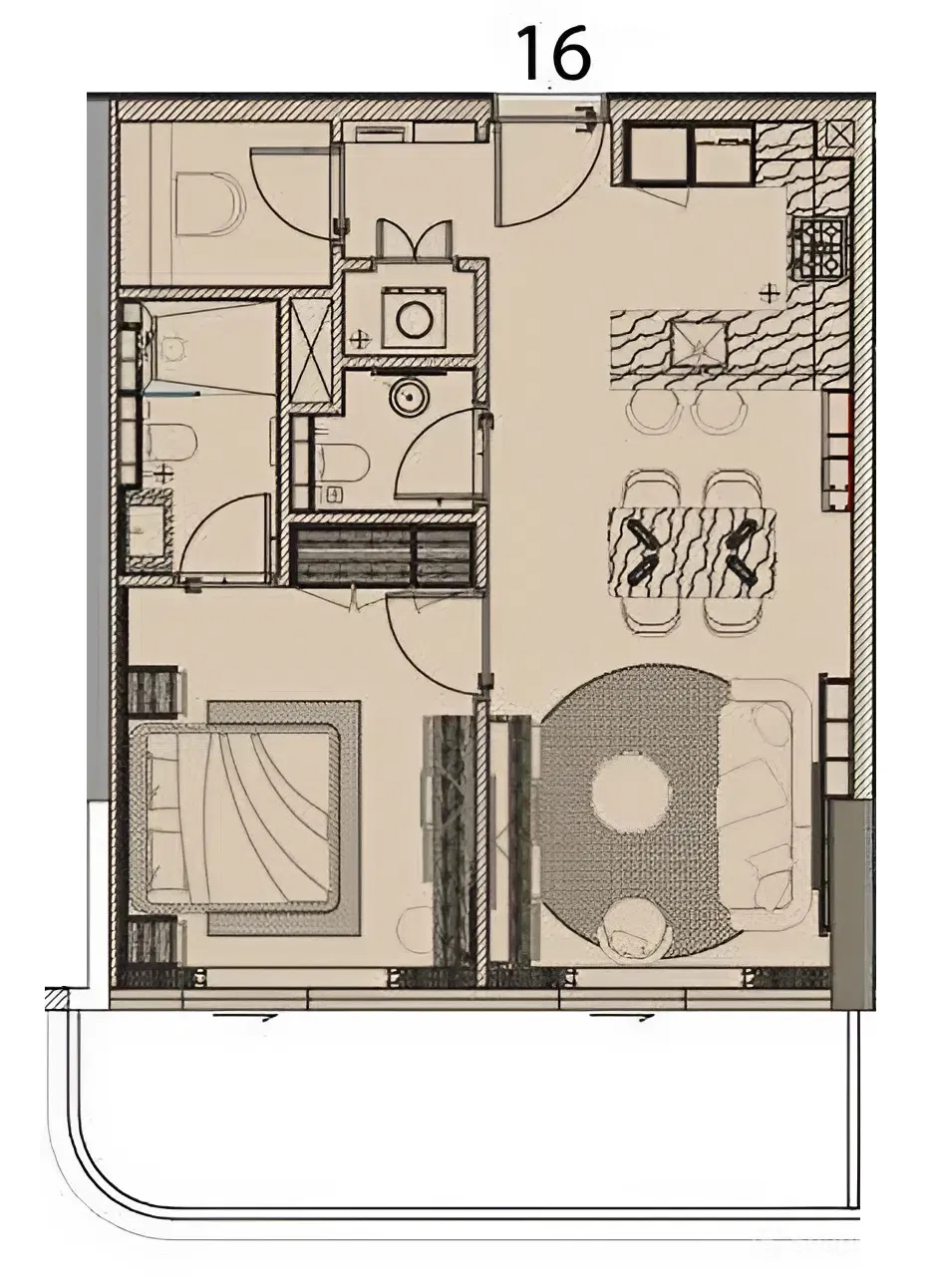 1 BR layout at Cove Edition 6