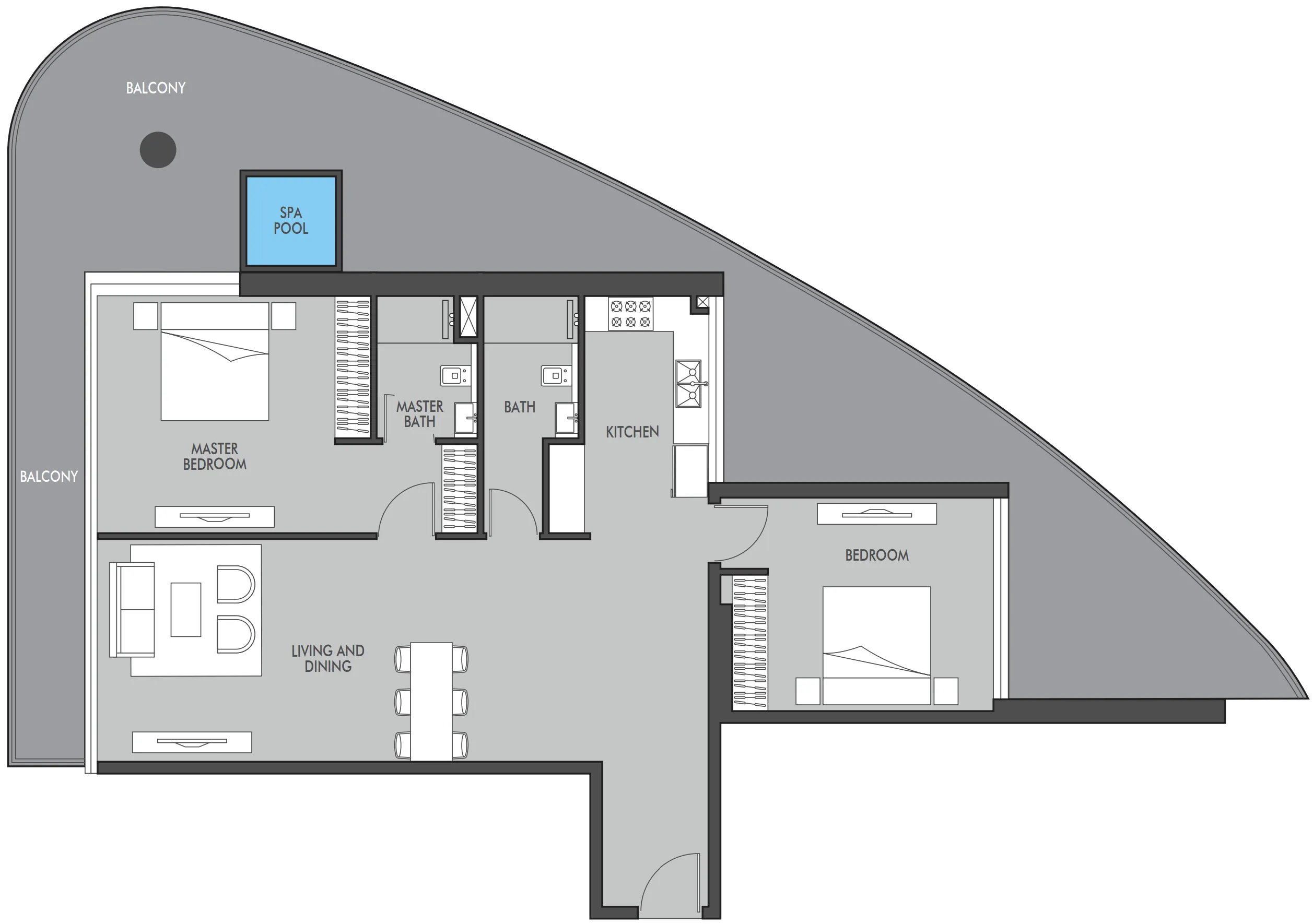 2 BR layout at Golf Place