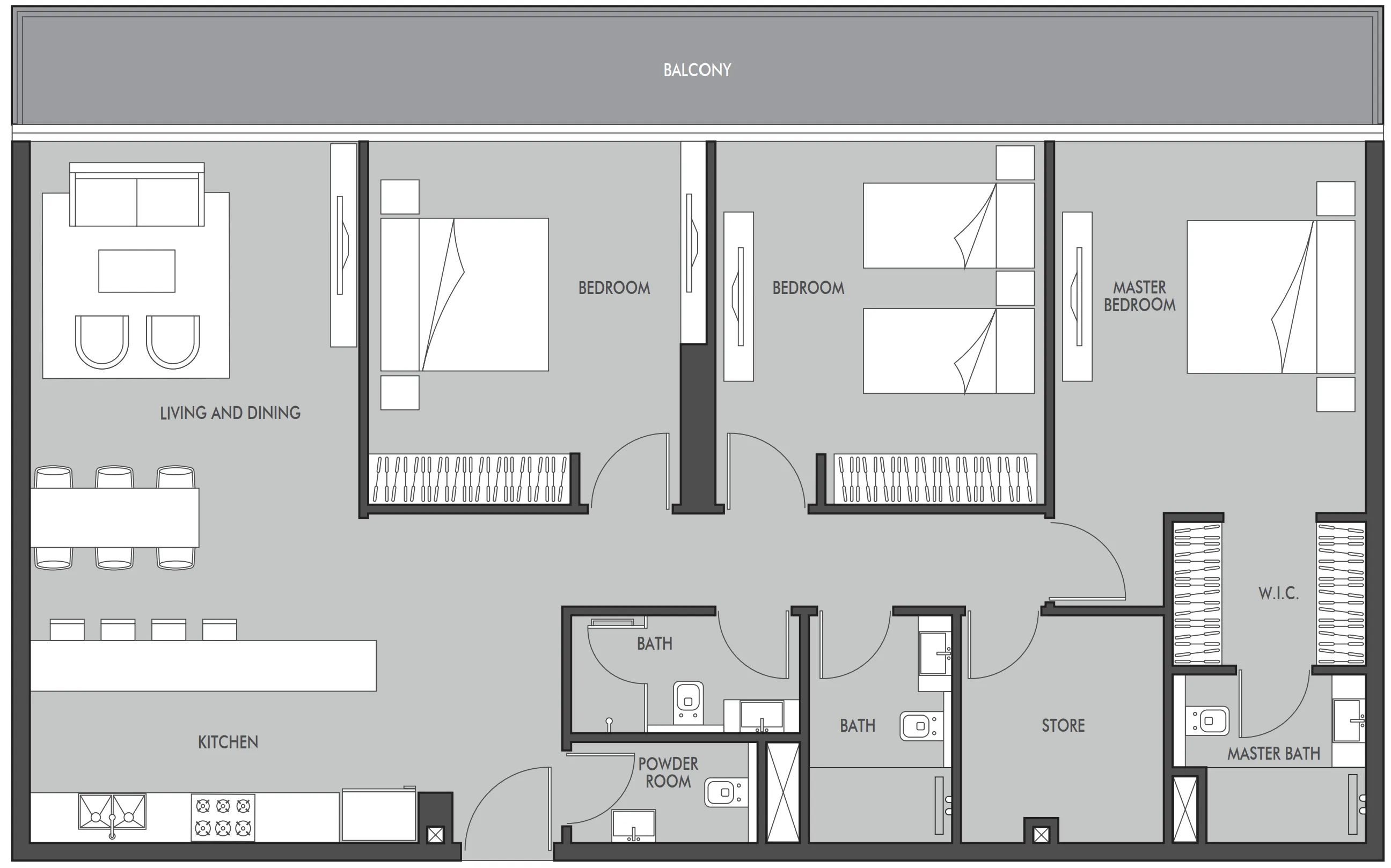 3 BR layout at Golf Place