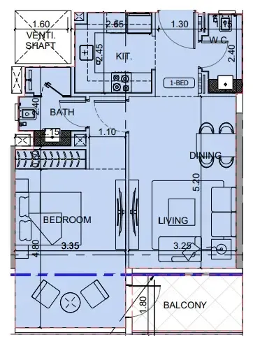 1 BR layout at Binghatti Cullinan