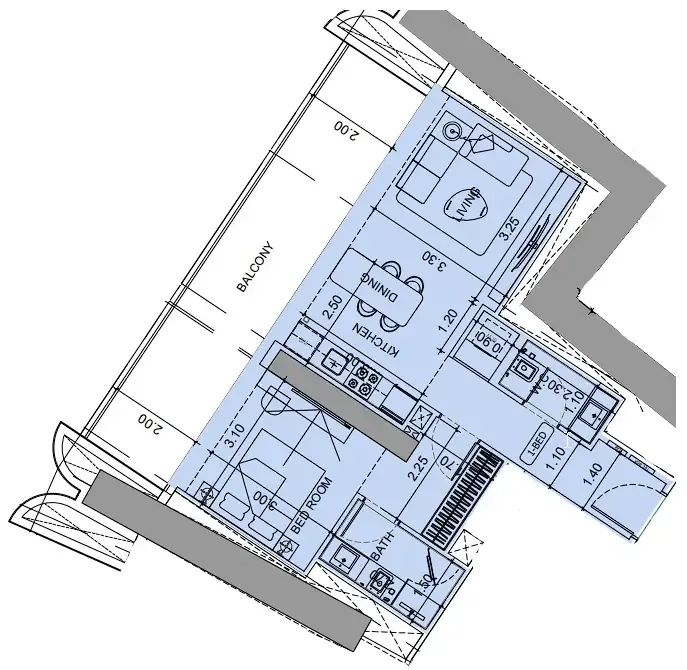 1 BR layout at Vision Iconic