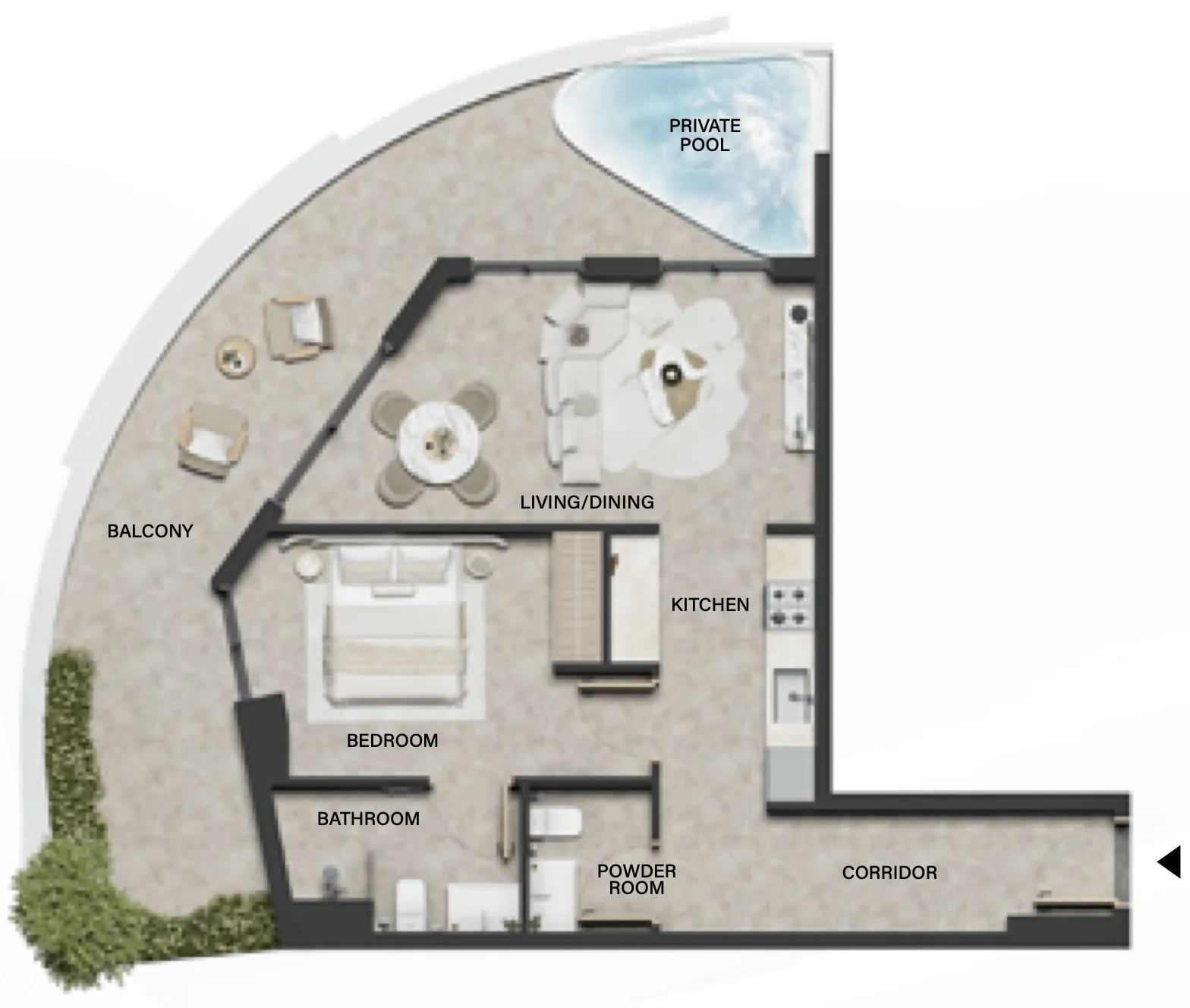 1 BR layout at Weybridge Gardens 4